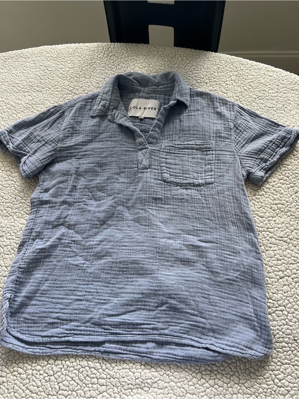 Lola River sort sleeve shirt top relaxed soft textured fabric XS